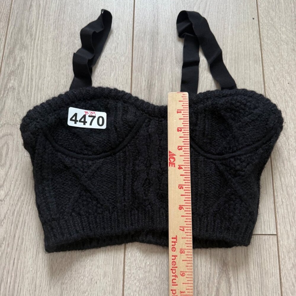 Red Valentino Women's Bustier Crop Top S Black Cable Knit Acrylic Mohair Blend - Picture 7 of 9